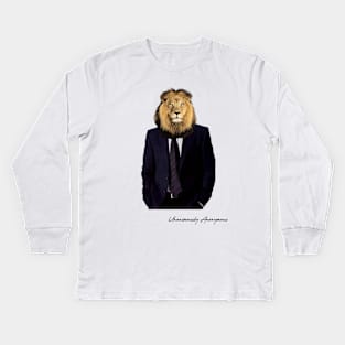 Lion In A Suit Kids Long Sleeve T-Shirt